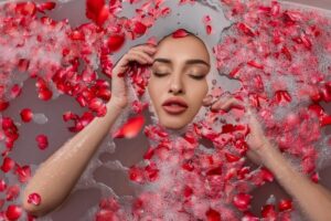 Woman enjoying a glowing Hydrafacial skin treatment at EA Wellness Med Spa for a radiant Valentine’s Day look in Chantilly, VA